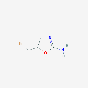molecular formula C4H7BrN2O B2368327 5-Bromomethyl-4,5-dihydro-oxazol-2-ylamine 