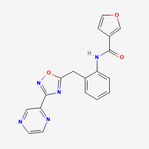 N-(2-((3-(pyrazin-2-yl)-1,2,4-oxadiazol-5-yl)methyl)phenyl)furan-3-carboxamide