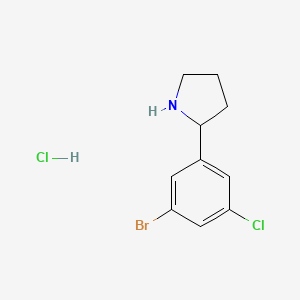 molecular formula C10H12BrCl2N B2368338 2-(3-Bromo-5-chlorophenyl)pyrrolidine hydrochloride CAS No. 2225144-05-6