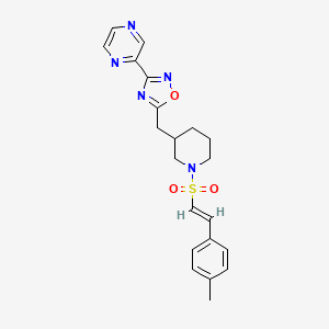(E)-5-((1-((4-methylstyryl)sulfonyl)piperidin-3-yl)methyl)-3-(pyrazin-2-yl)-1,2,4-oxadiazole