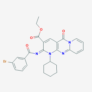 (Z)-ethyl 2-((3-bromobenzoyl)imino)-1-cyclohexyl-5-oxo-2,5-dihydro-1H-dipyrido[1,2-a:2',3'-d]pyrimidine-3-carboxylate