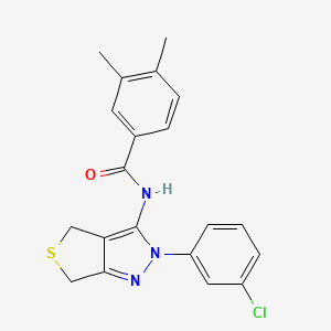 molecular formula C20H18ClN3OS B2368361 N-[2-(3-chlorophenyl)-2H,4H,6H-thieno[3,4-c]pyrazol-3-yl]-3,4-dimethylbenzamide CAS No. 450340-85-9