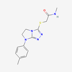 molecular formula C14H17N5OS B2368376 N-methyl-2-((7-(p-tolyl)-6,7-dihydro-5H-imidazo[2,1-c][1,2,4]triazol-3-yl)thio)acetamide CAS No. 921859-48-5