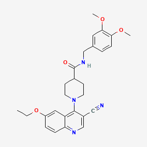 molecular formula C27H30N4O4 B2368381 1-(3-cyano-6-ethoxyquinolin-4-yl)-N-[(3,4-dimethoxyphenyl)methyl]piperidine-4-carboxamide CAS No. 1226428-87-0
