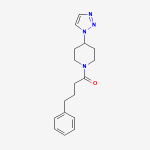 molecular formula C17H22N4O B2368382 1-(4-(1H-1,2,3-triazol-1-yl)piperidin-1-yl)-4-phenylbutan-1-one CAS No. 1795361-30-6