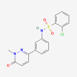 molecular formula C17H14ClN3O3S B2368409 2-chloro-N-(3-(1-methyl-6-oxo-1,6-dihydropyridazin-3-yl)phenyl)benzenesulfonamide CAS No. 899977-76-5