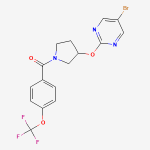 molecular formula C16H13BrF3N3O3 B2368438 5-Bromo-2-({1-[4-(trifluoromethoxy)benzoyl]pyrrolidin-3-yl}oxy)pyrimidine CAS No. 2097888-77-0