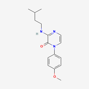 molecular formula C16H21N3O2 B2368504 1-(4-methoxyphenyl)-3-[(3-methylbutyl)amino]-1,2-dihydropyrazin-2-one CAS No. 895122-86-8