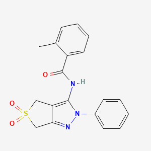 molecular formula C19H17N3O3S B2368510 N-(5,5-dioxido-2-phenyl-4,6-dihydro-2H-thieno[3,4-c]pyrazol-3-yl)-2-methylbenzamide CAS No. 681265-47-4