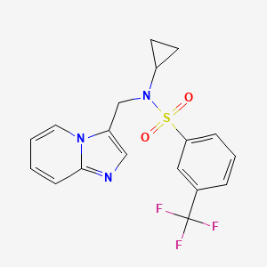molecular formula C18H16F3N3O2S B2368518 N-cyclopropyl-N-(imidazo[1,2-a]pyridin-3-ylmethyl)-3-(trifluoromethyl)benzenesulfonamide CAS No. 1448136-63-7