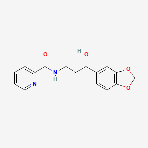 molecular formula C16H16N2O4 B2368528 N-(3-(benzo[d][1,3]dioxol-5-yl)-3-hydroxypropyl)picolinamide CAS No. 1421508-17-9