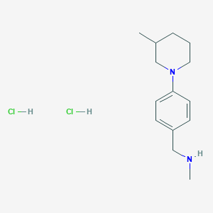molecular formula C14H24Cl2N2 B2368535 N-methyl-N-[4-(3-methylpiperidin-1-yl)benzyl]amine dihydrochloride CAS No. 1095070-62-4