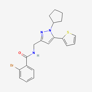 2-bromo-N-((1-cyclopentyl-5-(thiophen-2-yl)-1H-pyrazol-3-yl)methyl)benzamide