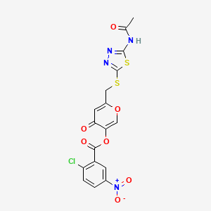 6-(((5-acetamido-1,3,4-thiadiazol-2-yl)thio)methyl)-4-oxo-4H-pyran-3-yl 2-chloro-5-nitrobenzoate