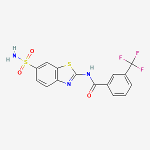molecular formula C15H10F3N3O3S2 B2368592 N-(6-sulfamoyl-1,3-benzothiazol-2-yl)-3-(trifluoromethyl)benzamide CAS No. 476278-95-2