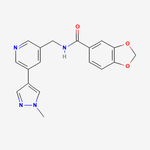 N-((5-(1-methyl-1H-pyrazol-4-yl)pyridin-3-yl)methyl)benzo[d][1,3]dioxole-5-carboxamide