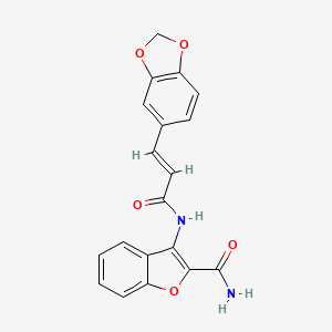 (E)-3-(3-(benzo[d][1,3]dioxol-5-yl)acrylamido)benzofuran-2-carboxamide