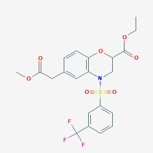 ethyl 6-(2-methoxy-2-oxoethyl)-4-{[3-(trifluoromethyl)phenyl]sulfonyl}-3,4-dihydro-2H-1,4-benzoxazine-2-carboxylate