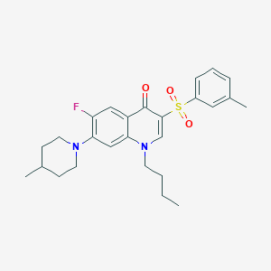 1-butyl-6-fluoro-7-(4-methylpiperidin-1-yl)-3-(m-tolylsulfonyl)quinolin-4(1H)-one