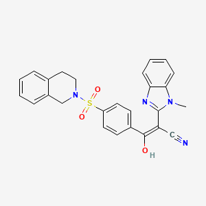 (E)-3-(4-((3,4-dihydroisoquinolin-2(1H)-yl)sulfonyl)phenyl)-2-(1-methyl-1H-benzo[d]imidazol-2(3H)-ylidene)-3-oxopropanenitrile