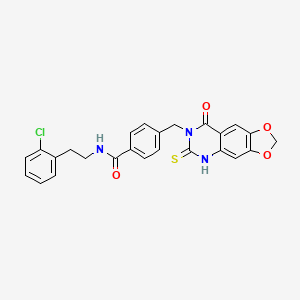N-[2-(2-chlorophenyl)ethyl]-4-[(8-oxo-6-sulfanylidene-5H-[1,3]dioxolo[4,5-g]quinazolin-7-yl)methyl]benzamide