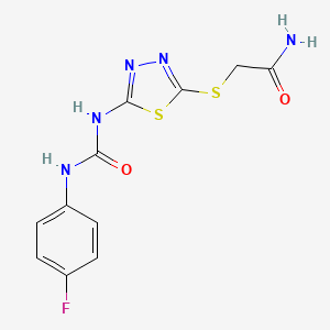 2-[[5-[(4-Fluorophenyl)carbamoylamino]-1,3,4-thiadiazol-2-yl]sulfanyl]acetamide