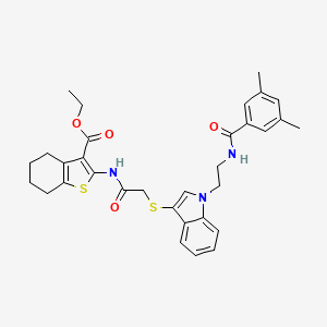 Ethyl 2-[[2-[1-[2-[(3,5-dimethylbenzoyl)amino]ethyl]indol-3-yl]sulfanylacetyl]amino]-4,5,6,7-tetrahydro-1-benzothiophene-3-carboxylate