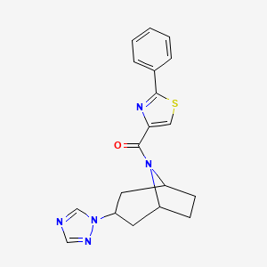 molecular formula C19H19N5OS B2368652 ((1R,5S)-3-(1H-1,2,4-triazol-1-yl)-8-azabicyclo[3.2.1]octan-8-yl)(2-phenylthiazol-4-yl)methanone CAS No. 2319788-20-8