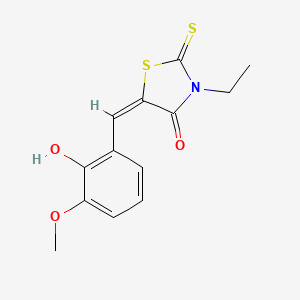 molecular formula C13H13NO3S2 B2368664 (5E)-3-ethyl-5-[(2-hydroxy-3-methoxyphenyl)methylidene]-2-sulfanylidene-1,3-thiazolidin-4-one CAS No. 273731-75-2