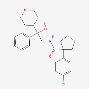 molecular formula C25H30ClNO3 B2368667 1-(4-chlorophenyl)-N-(2-hydroxy-2-phenyl-2-(tetrahydro-2H-pyran-4-yl)ethyl)cyclopentanecarboxamide CAS No. 2034454-92-5