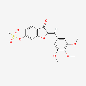 molecular formula C19H18O8S B2368671 (2Z)-3-oxo-2-(3,4,5-trimethoxybenzylidene)-2,3-dihydro-1-benzofuran-6-yl methanesulfonate CAS No. 858759-99-6