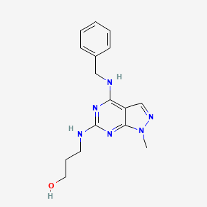 molecular formula C16H20N6O B2368672 3-((4-(苄氨基)-1-甲基-1H-吡唑并[3,4-d]嘧啶-6-基)氨基)丙-1-醇 CAS No. 897619-16-8