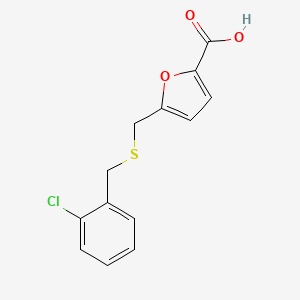 molecular formula C13H11ClO3S B2368674 5-{[(2-Chlorobenzyl)thio]methyl}-2-furoic acid CAS No. 696648-20-1