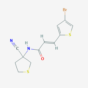 molecular formula C12H11BrN2OS2 B2368680 (E)-3-(4-Bromothiophen-2-yl)-N-(3-cyanothiolan-3-yl)prop-2-enamide CAS No. 1436373-09-9