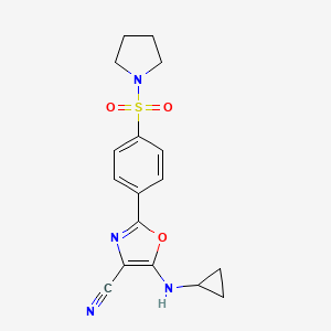 5-(Cyclopropylamino)-2-(4-(pyrrolidin-1-ylsulfonyl)phenyl)oxazole-4-carbonitrile
