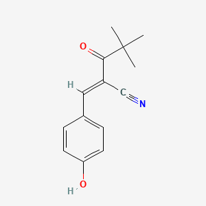 molecular formula C14H15NO2 B2368685 (2E)-2-[(4-hydroxyphenyl)methylidene]-4,4-dimethyl-3-oxopentanenitrile CAS No. 150300-51-9