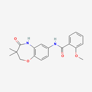 molecular formula C19H20N2O4 B2368694 N-(3,3-dimethyl-4-oxo-2,3,4,5-tetrahydrobenzo[b][1,4]oxazepin-7-yl)-2-methoxybenzamide CAS No. 921523-72-0