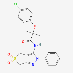 2-(4-chlorophenoxy)-N-(5,5-dioxido-2-phenyl-4,6-dihydro-2H-thieno[3,4-c]pyrazol-3-yl)-2-methylpropanamide