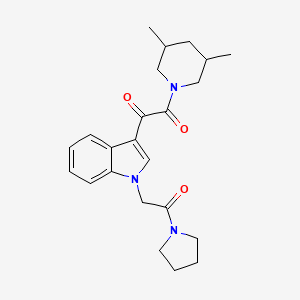 molecular formula C23H29N3O3 B2368719 1-(3,5-dimethylpiperidin-1-yl)-2-(1-(2-oxo-2-(pyrrolidin-1-yl)ethyl)-1H-indol-3-yl)ethane-1,2-dione CAS No. 893988-31-3