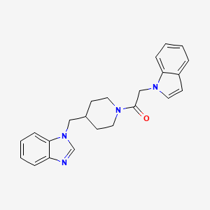 molecular formula C23H24N4O B2368722 1-(4-((1H-benzo[d]imidazol-1-yl)methyl)piperidin-1-yl)-2-(1H-indol-1-yl)ethanone CAS No. 1206985-58-1