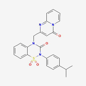 molecular formula C25H22N4O4S B2368727 2-(4-isopropylphenyl)-4-((4-oxo-4H-pyrido[1,2-a]pyrimidin-2-yl)methyl)-2H-benzo[e][1,2,4]thiadiazin-3(4H)-one 1,1-dioxide CAS No. 941950-58-9