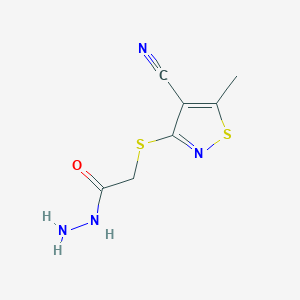 molecular formula C7H8N4OS2 B2368731 2-[(4-Cyano-5-methyl-3-isothiazolyl)sulfanyl]acetohydrazide CAS No. 338395-68-9