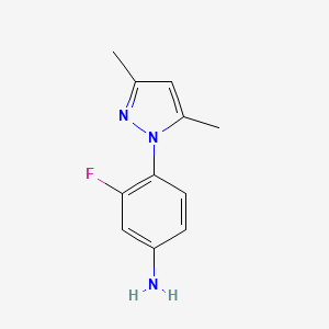 molecular formula C11H12FN3 B2368732 4-(3,5-二甲基-1H-吡唑-1-基)-3-氟苯胺 CAS No. 1006468-57-0