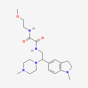 molecular formula C21H33N5O3 B2368733 N1-(2-methoxyethyl)-N2-(2-(1-methylindolin-5-yl)-2-(4-methylpiperazin-1-yl)ethyl)oxalamide CAS No. 922557-54-8