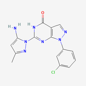6-(5-amino-3-methyl-1H-pyrazol-1-yl)-1-(3-chlorophenyl)-1H-pyrazolo[3,4-d]pyrimidin-4(5H)-one