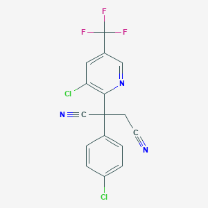 molecular formula C16H8Cl2F3N3 B2368740 2-(4-Chlorophenyl)-2-[3-chloro-5-(trifluoromethyl)-2-pyridinyl]succinonitrile CAS No. 400080-84-4