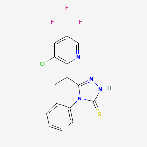 molecular formula C16H12ClF3N4S B2368746 5-{1-[3-chloro-5-(trifluoromethyl)-2-pyridinyl]ethyl}-4-phenyl-4H-1,2,4-triazole-3-thiol CAS No. 339010-57-0