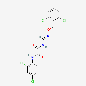 molecular formula C16H11Cl4N3O3 B2368752 N~1~-({[(2,6-dichlorobenzyl)oxy]imino}methyl)-N~2~-(2,4-dichlorophenyl)ethanediamide CAS No. 303996-55-6