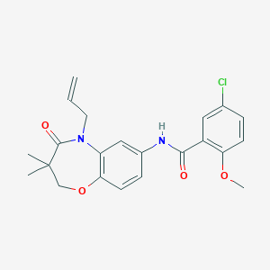 molecular formula C22H23ClN2O4 B2368797 N-(5-烯丙基-3,3-二甲基-4-氧代-2,3,4,5-四氢苯并[b][1,4]恶杂环庚-7-基)-5-氯-2-甲氧基苯甲酰胺 CAS No. 921561-46-8