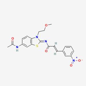 molecular formula C21H20N4O5S B2368809 （2E，NZ）-N-(6-乙酰氨基-3-(2-甲氧基乙基)苯并[d]噻唑-2(3H)-亚甲基)-3-(3-硝基苯基)丙烯酰胺 CAS No. 865161-01-9